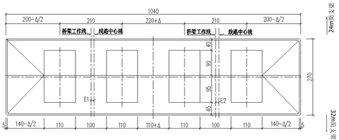 双线简支梁桥墩顶帽平面尺寸图